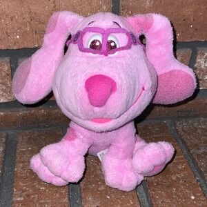 Nickelodeon Blues Clues & You Magenta 7" Plush Dog Pink Stuffed Animal Glasses